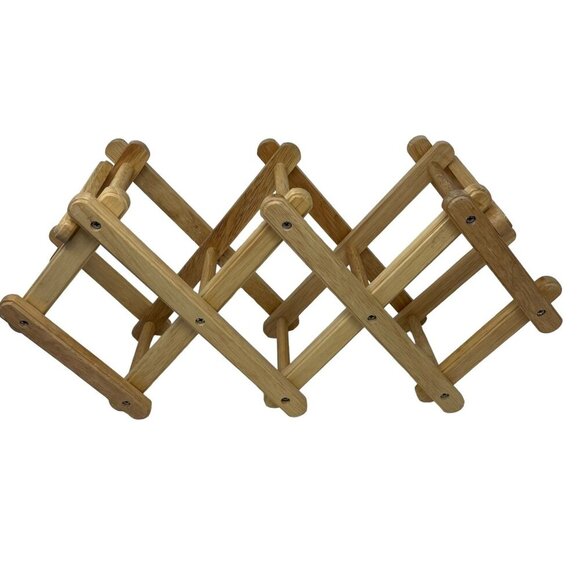 Kamenstein Wooden Accordion Wine Rack Criss Cross Water Bottle Organization - Picture 2 of 7